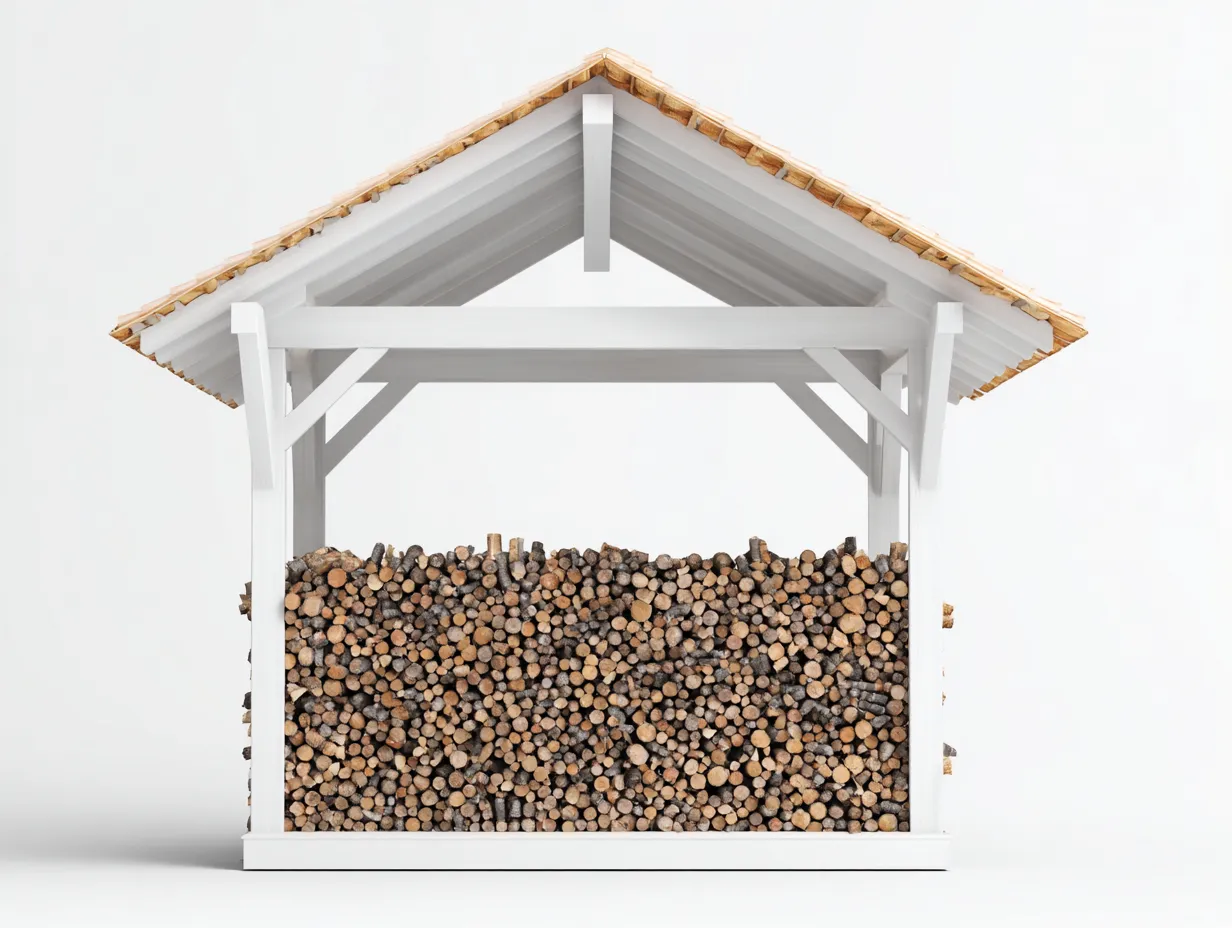 Porte bûches bois 180x60x180 cm - blanc-bois naturel - style classique pour extérieur-Nookmypad