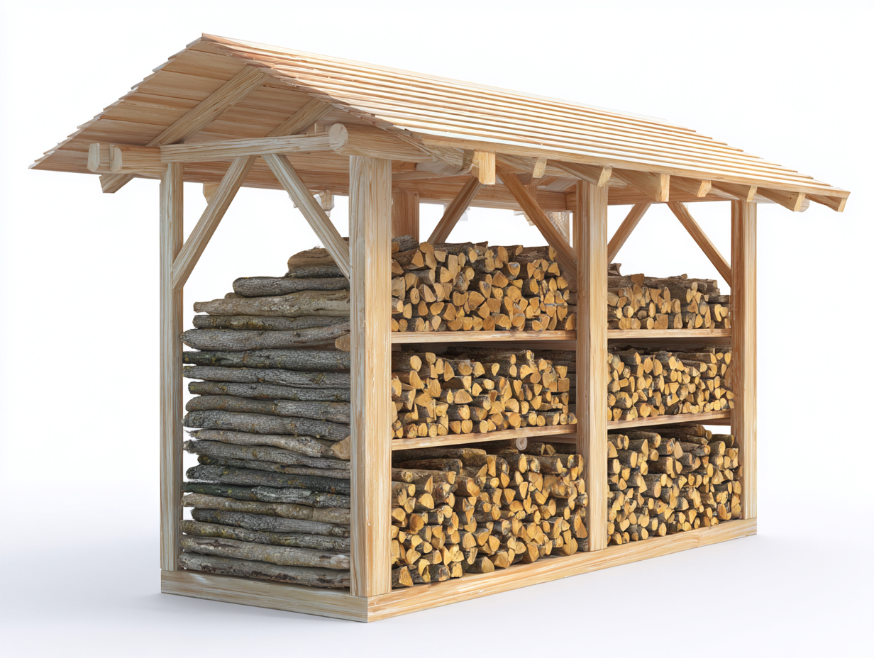 Porte bûches en bois 240x80x180 cm - bois naturel - usage extérieur-Nookmypad