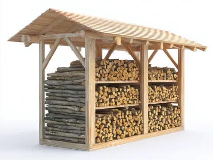 Porte bûches en bois 240x80x180 cm - bois naturel - usage extérieur-Nookmypad