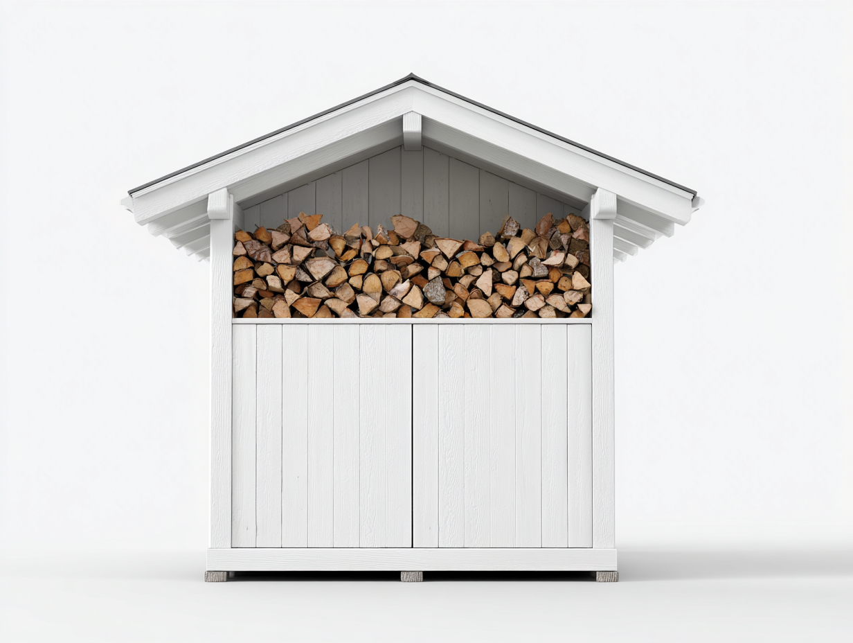 Porte bûches bois peint 120x45x160 cm - Blanc - Style extérieur fonctionnel-Nookmypad