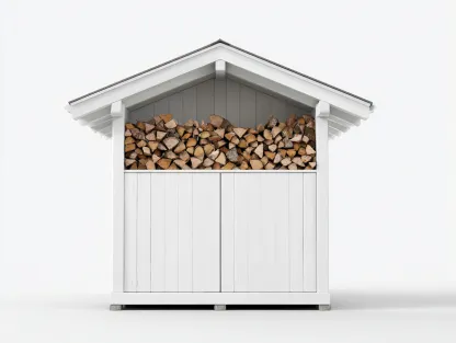 Porte bûches bois peint 120x45x160 cm - Blanc - Style extérieur fonctionnel-Nookmypad