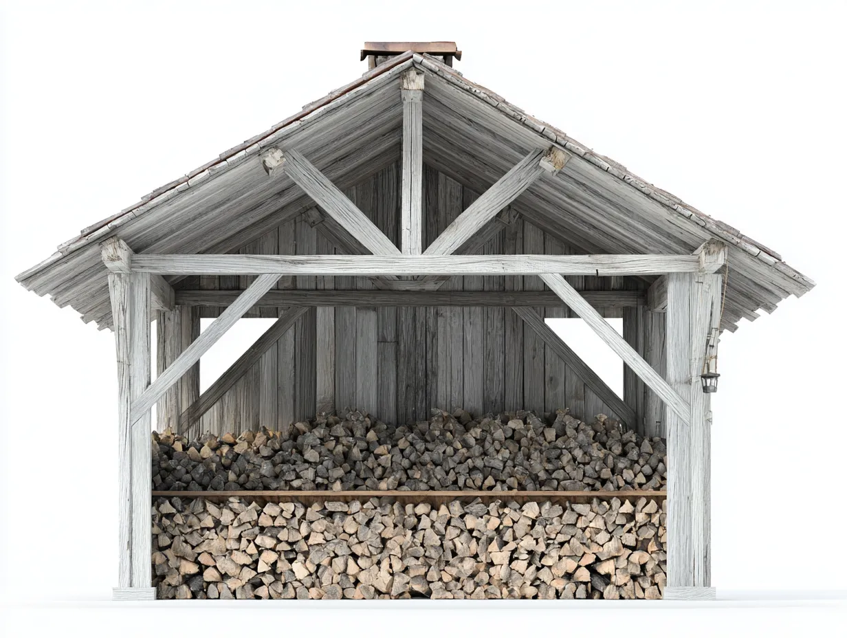 Porte bûches en bois massif 250x100x220 cm - gris patiné - style rustique pour extérieur-Nookmypad