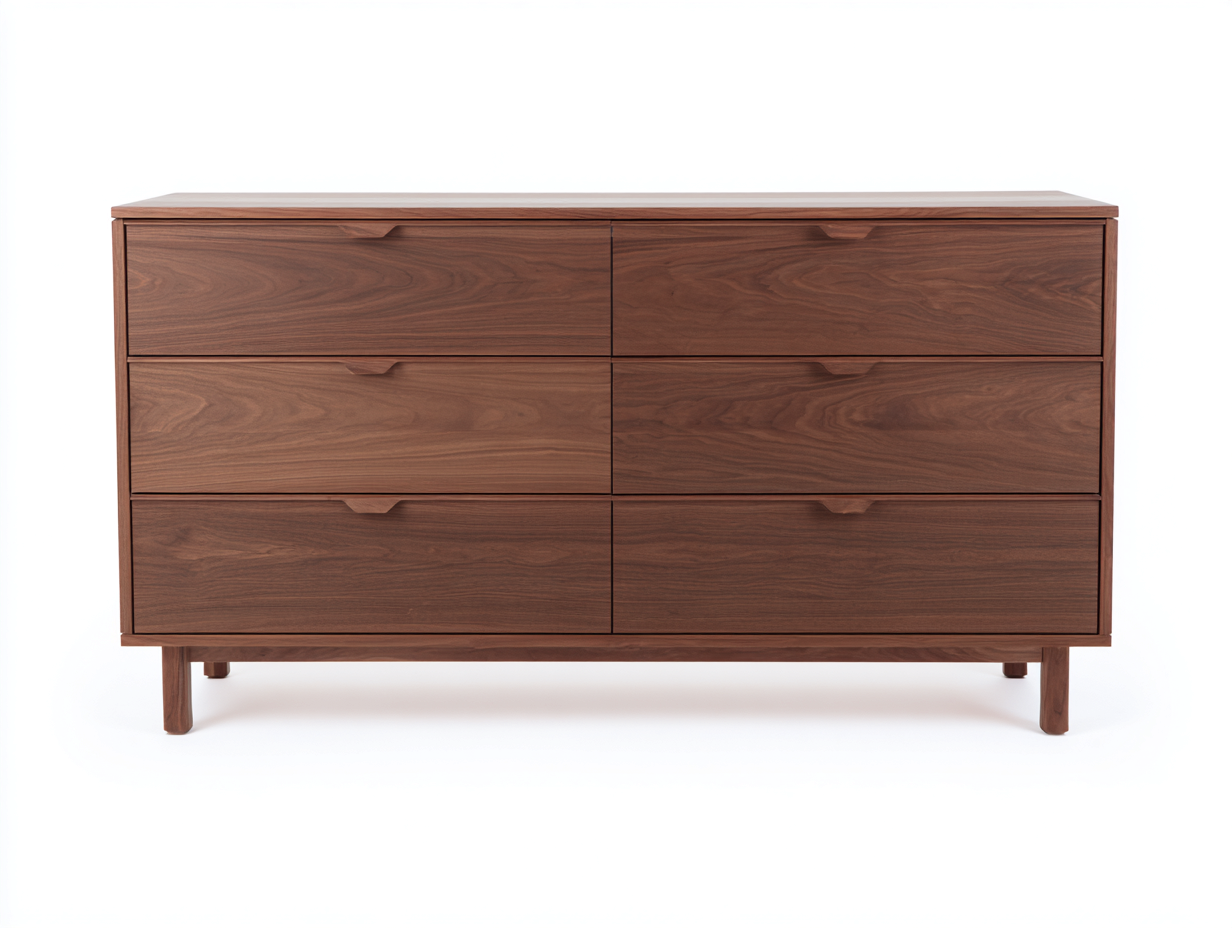 Commode bois 140x45x80 cm - marron noyer - style contemporain pour chambre-Nookmypad