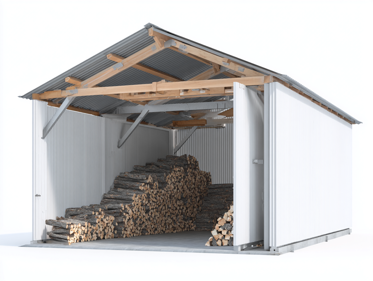 Porte bûches métal galvanisé 300x200x220 cm - Gris - Structure extérieure grande capacité-Nookmypad
