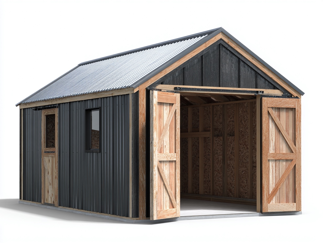 Abri de jardin bois et métal 240x180x220 cm - gris-bois naturel - style contemporain pour extérieur-Nookmypad