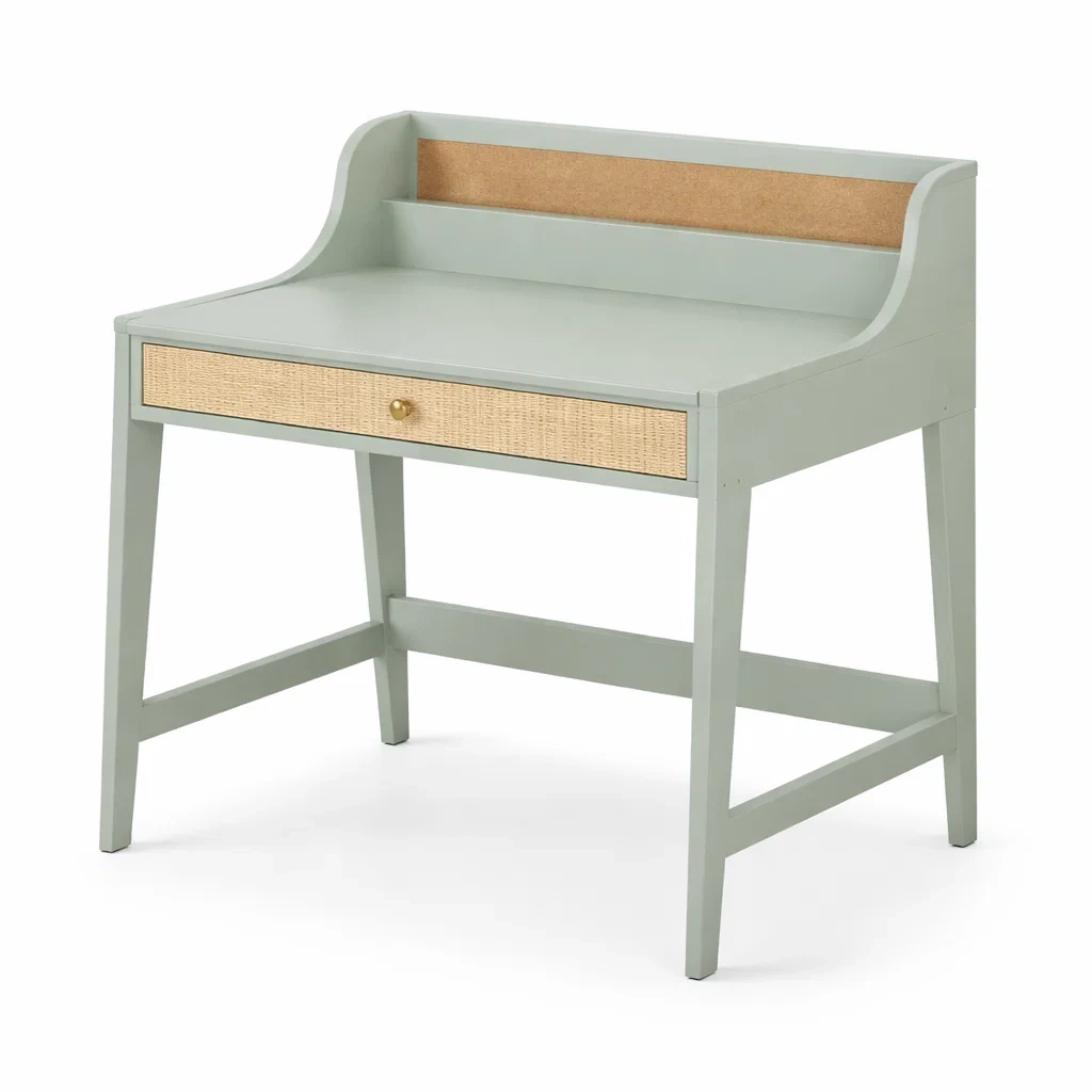 Scrivania in legno verde con cassetto-luxelivingabode