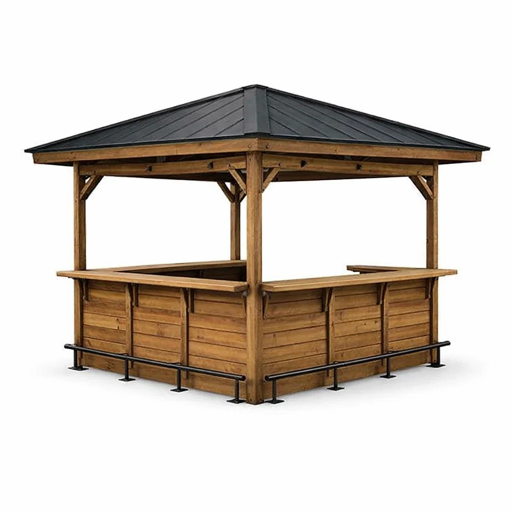 Padiglione bar ottagonale in legno con tetto metallico-luxelivingabode