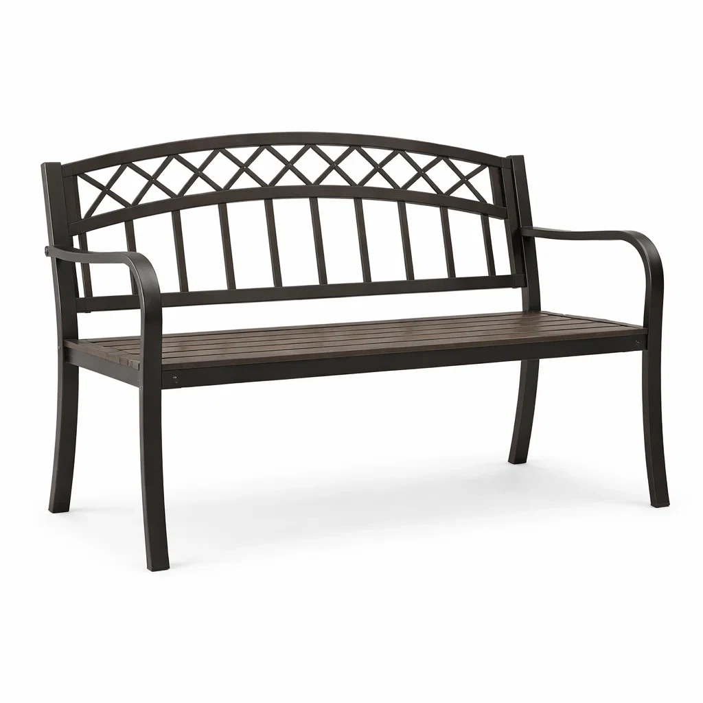 Panchina in metallo e legno nero-luxelivingabode