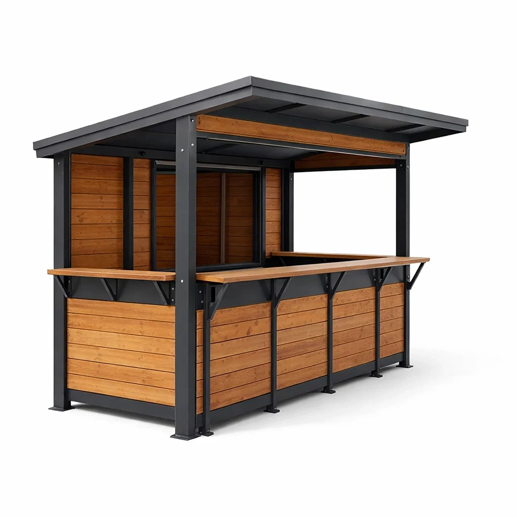 Padiglione bar outdoor in legno e acciaio-cozychicretreat