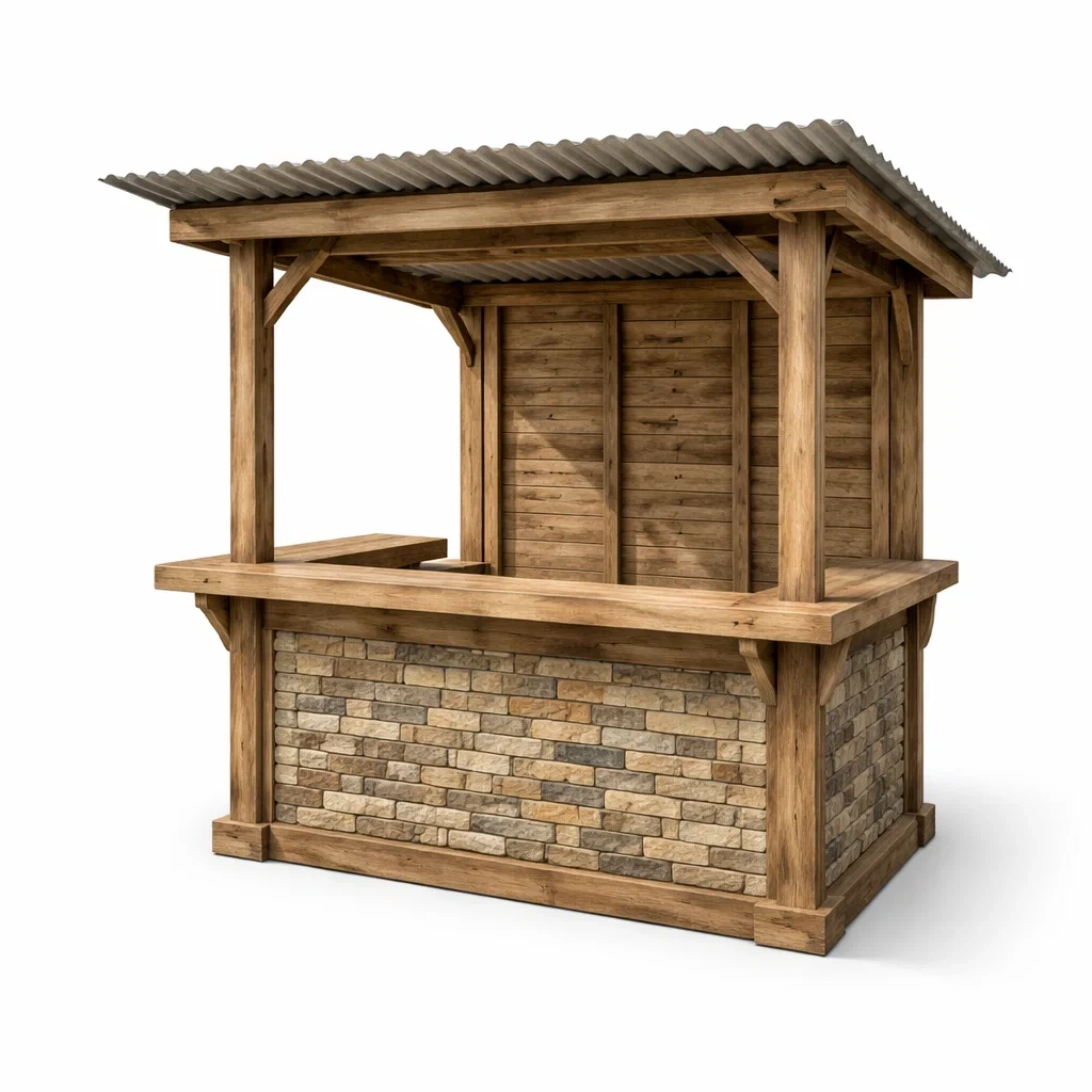 Padiglione bar in legno e mattoni decorativi 200x150x250 cm-cozychicretreat