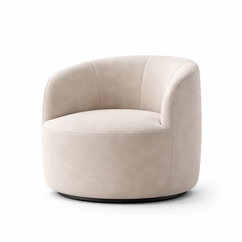 Poltrona girevole in microfibra beige-cozychicretreat