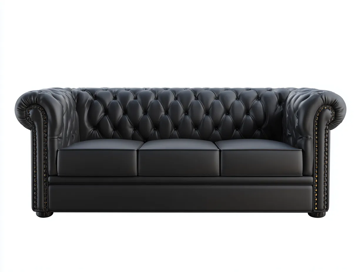 Canapé 3 places cuir synthétique capitonné 220x95x75 cm - noir - style classique pour salon-Loftgoio