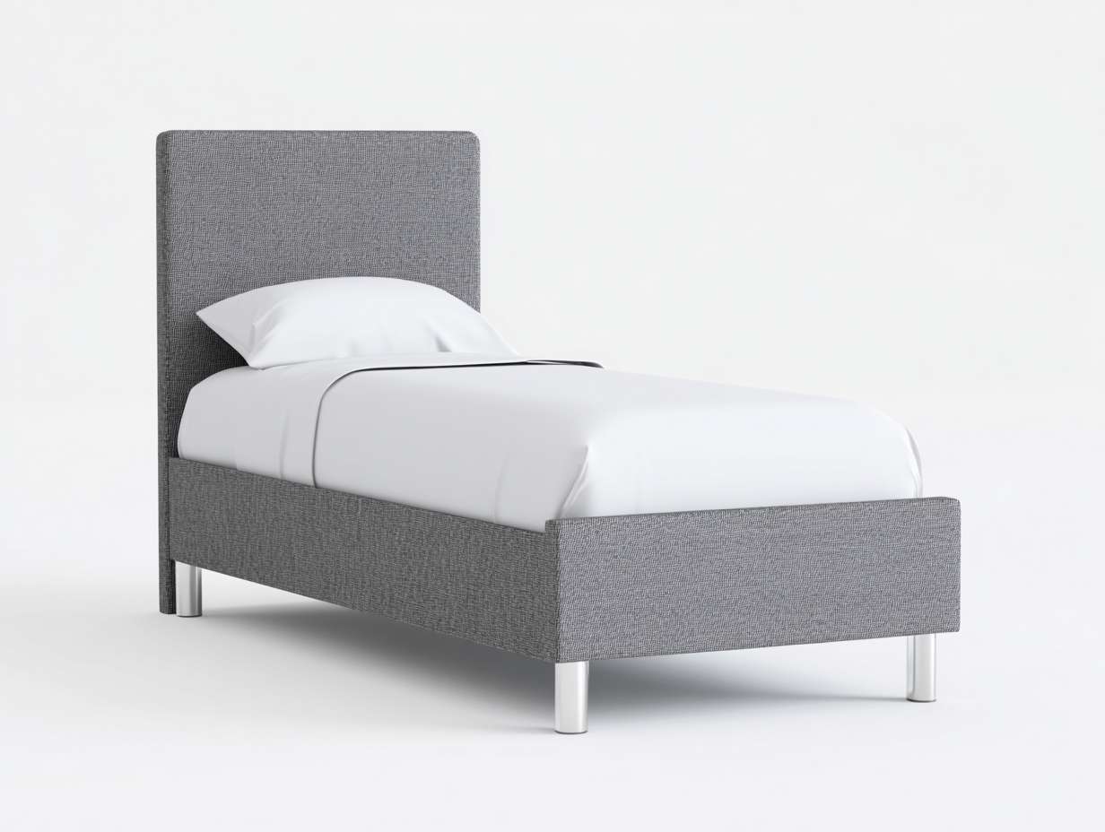 Lit simple tissu 200x90x100 cm gris style moderne-Loftgoio