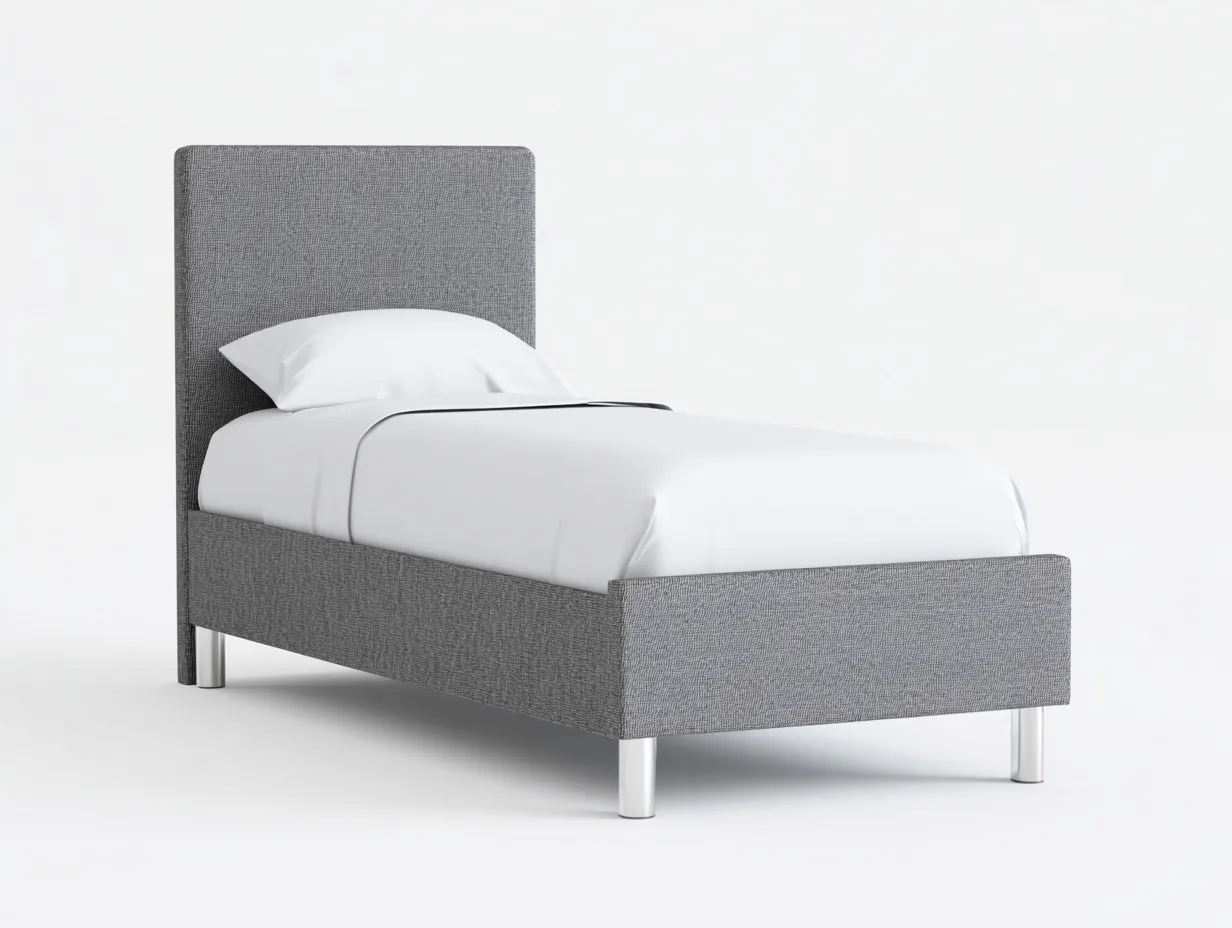 Lit simple tissu 200x90x100 cm gris style moderne-Loftgoio