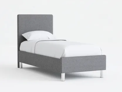 Lit simple tissu 200x90x100 cm gris style moderne-Loftgoio