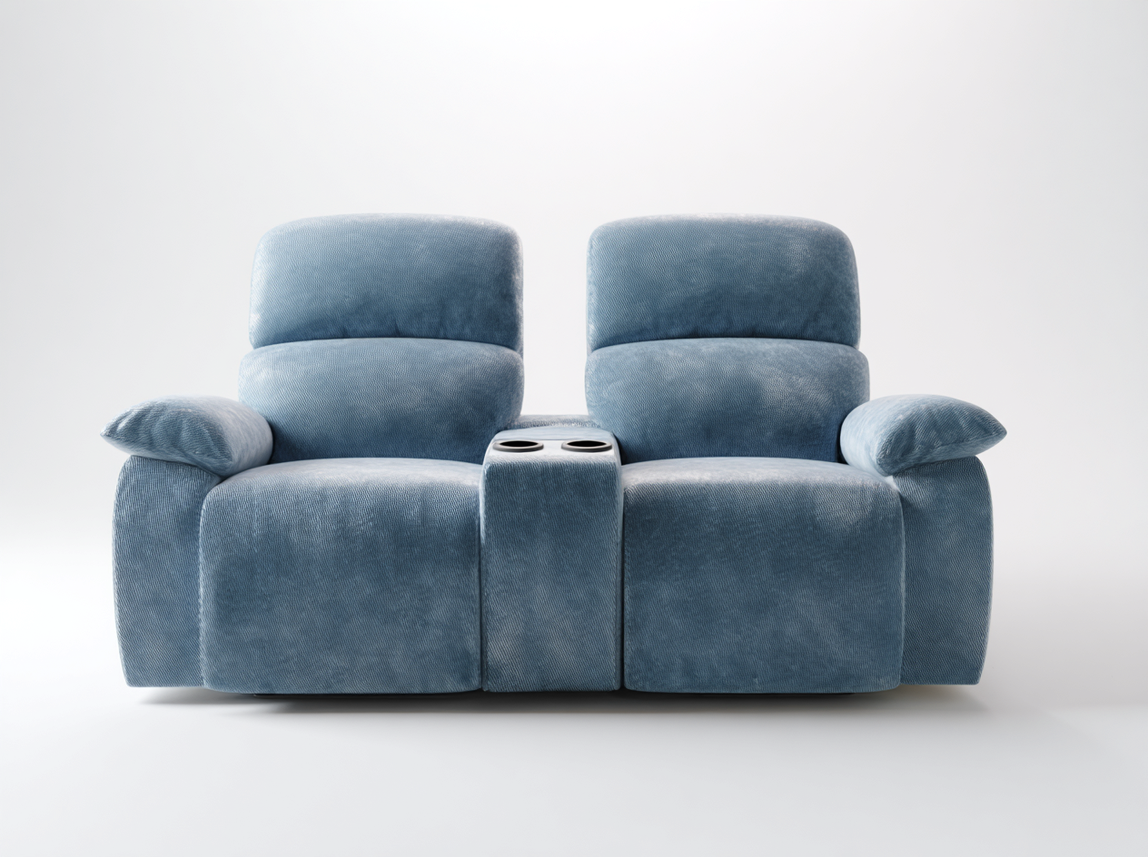 Canapé relax tissu 2 places 170x95x100 cm - bleu clair - style confortable pour salon-Loftgoio