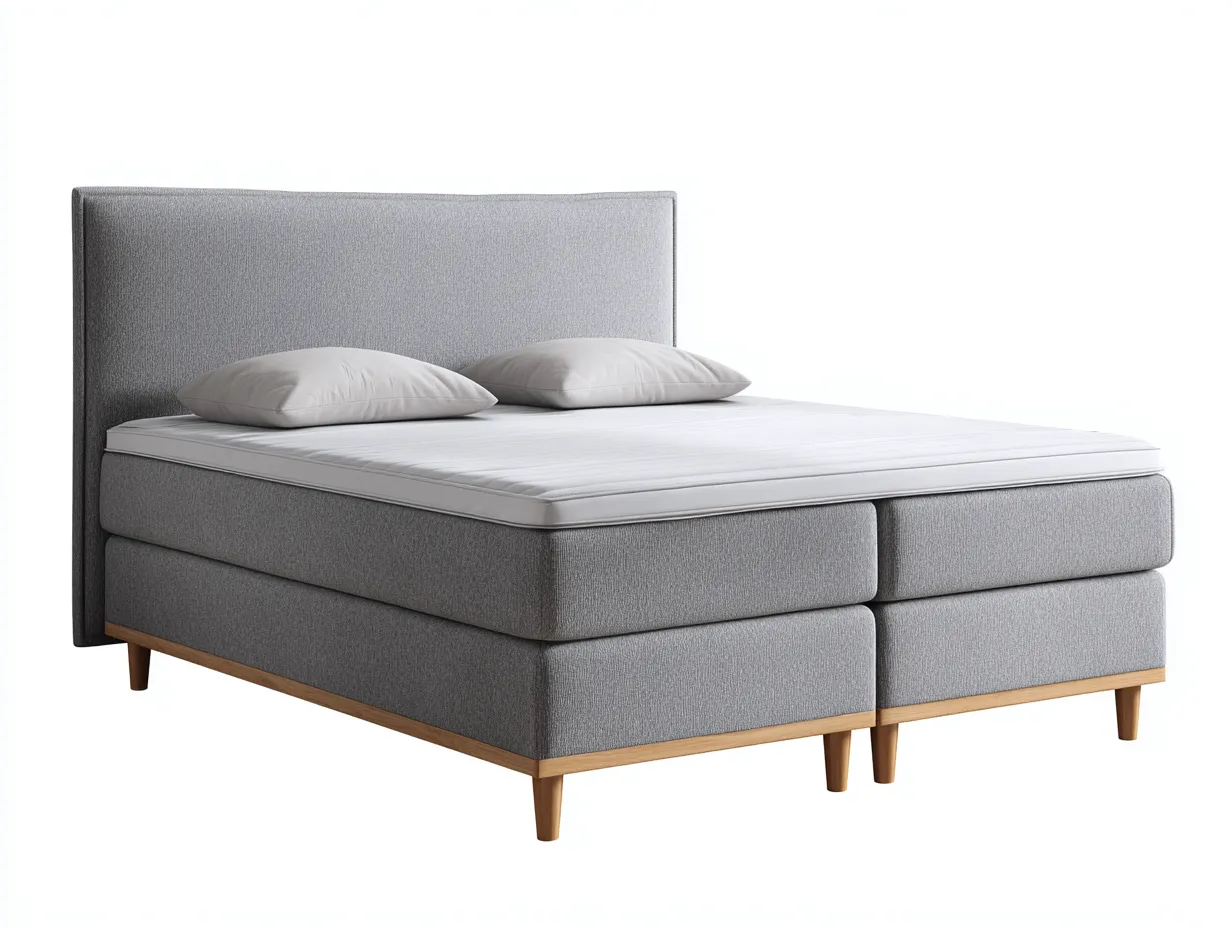 Lit double en tissu 200x180x105 cm - gris - confort moderne pour chambre-Loftgoio