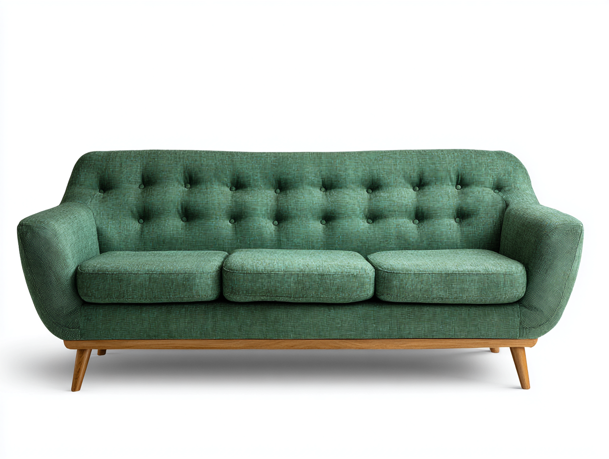 Canapé 3 places en tissu 230x90x80 cm - vert - design rétro pour salon-Loftgoio