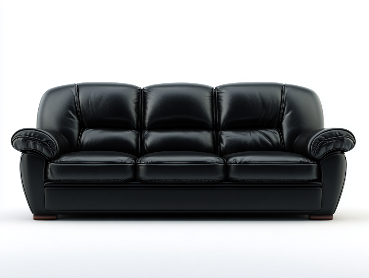 Canapé 3 places en cuir 225x96x88 cm - noir - style classique pour salon-Loftgoio