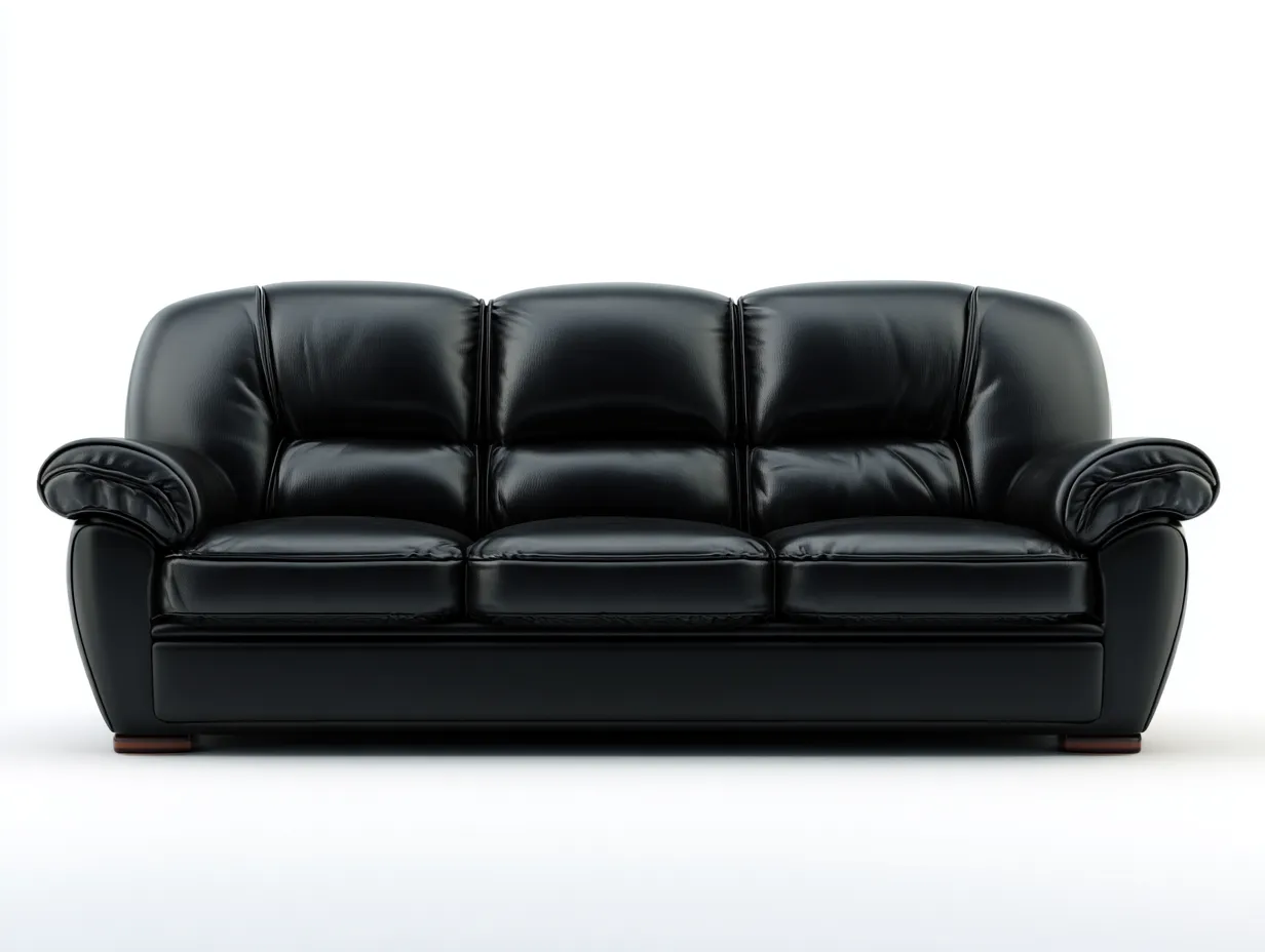 Canapé 3 places en cuir 225x96x88 cm - noir - style classique pour salon-Loftgoio