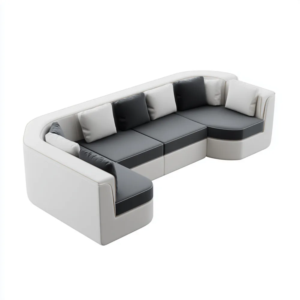 Canapé d'angle moderne Cuir 300x230x80 cm – Blanc/Gris