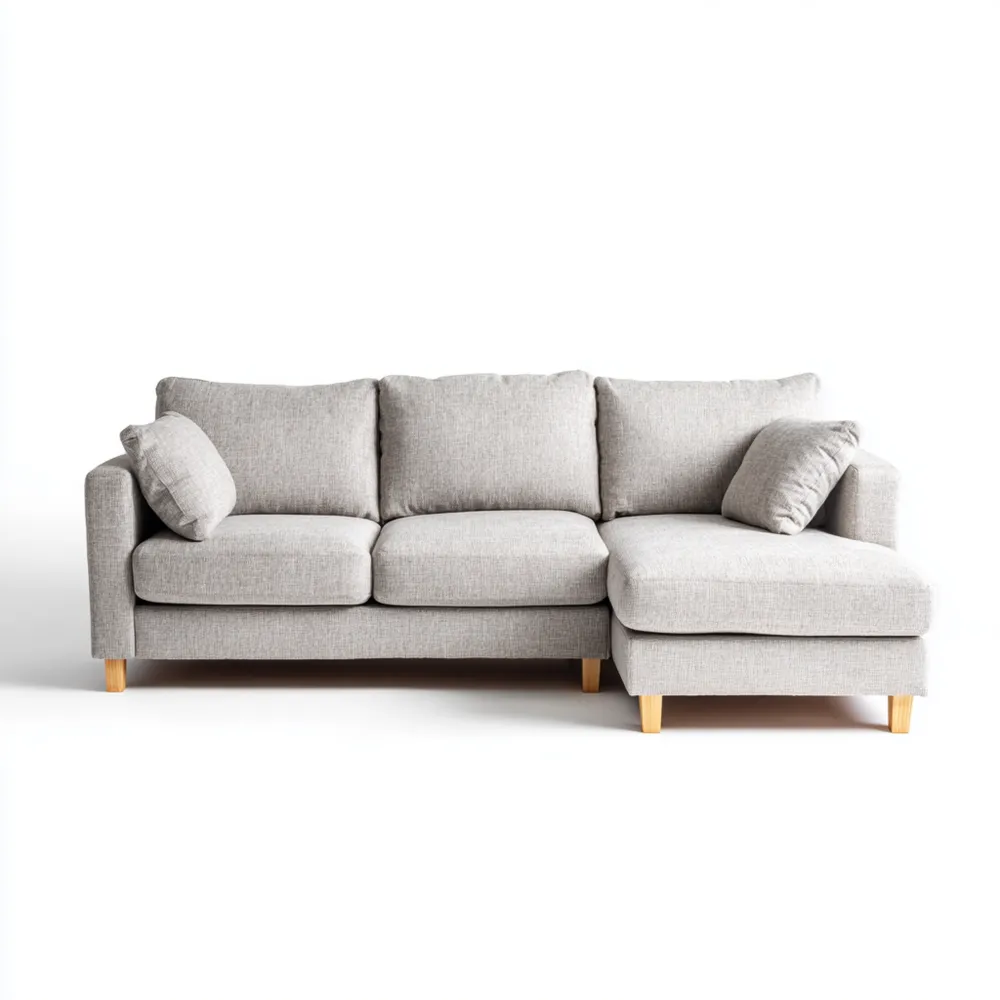 Canapé d'angle en tissu 250x150x85 cm - Gris Clair - Design Moderne