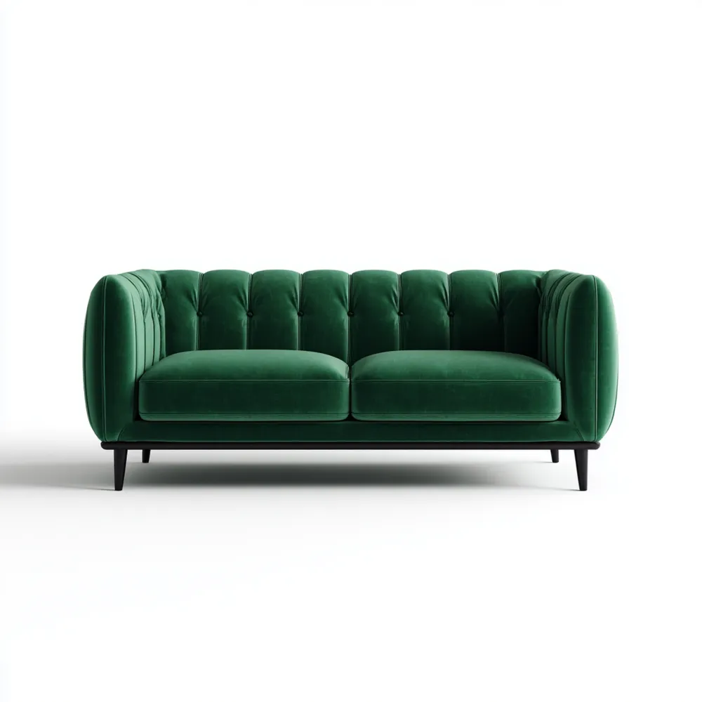 Canapé 2 places Velours 150x90x85 cm – Vert – Design Classique