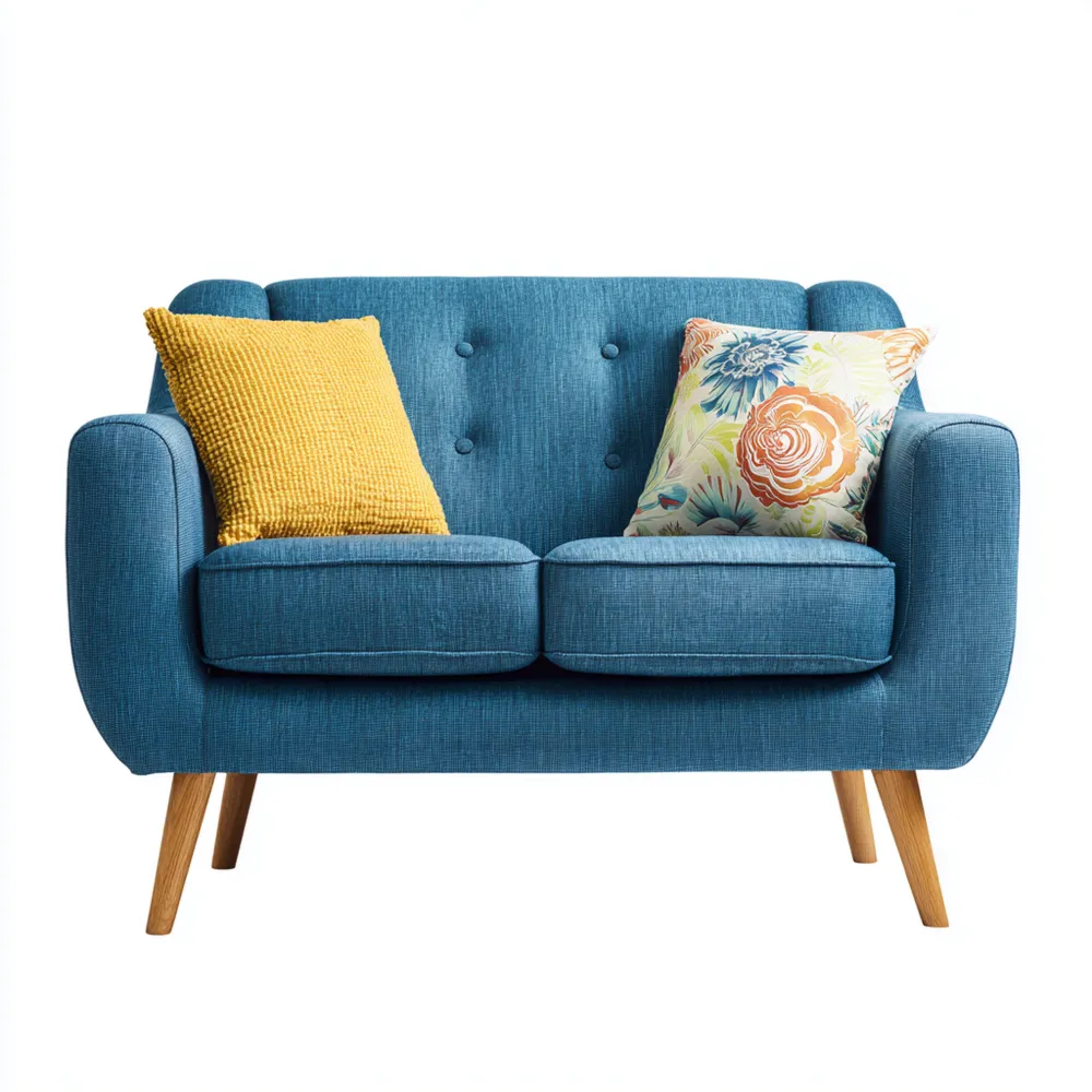 Canapé 2 places en tissu 140x80x85 cm - Bleu - Design scandinave