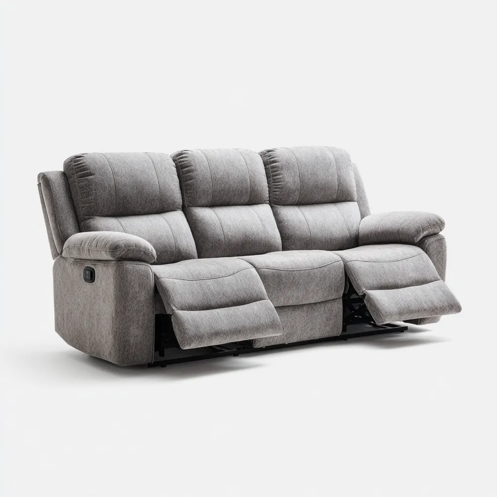 Canapé 3 places 200x90x100 cm - Tissu - Gris - Design contemporain avec fonction relax