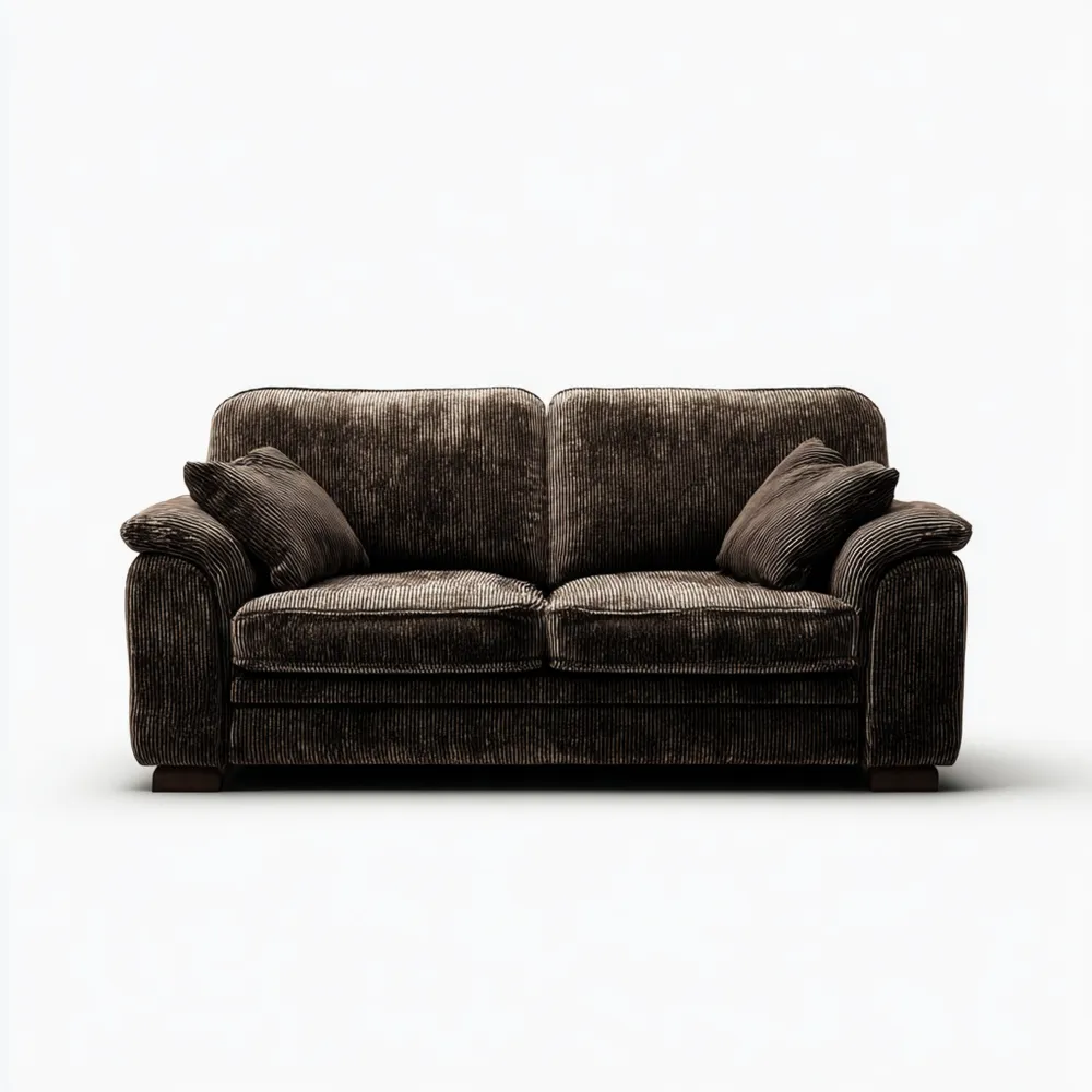 Canapé 2 places Velours Côtelé 160x90x85 cm - Marron - Design Classique