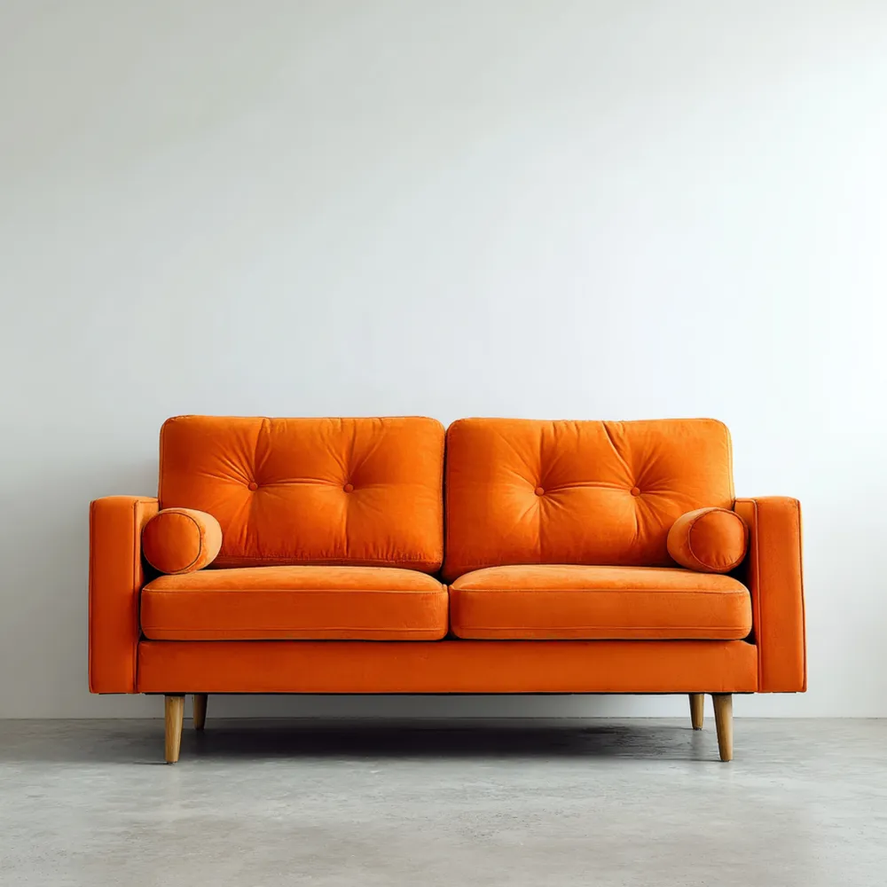 Canapé 2 places Velours 150x85x75 cm – Orange – Design Moderne