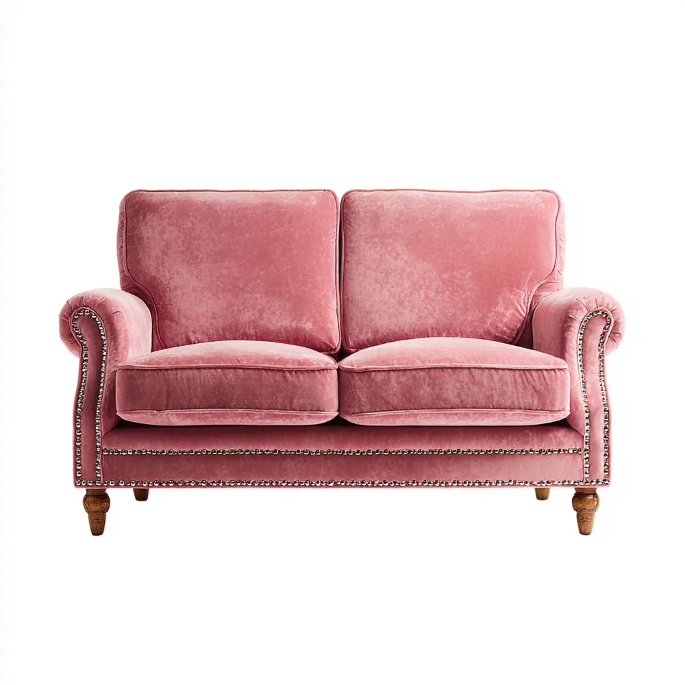 Canapé 2 places Velours 145x85x90 cm – Rose – Style Classique