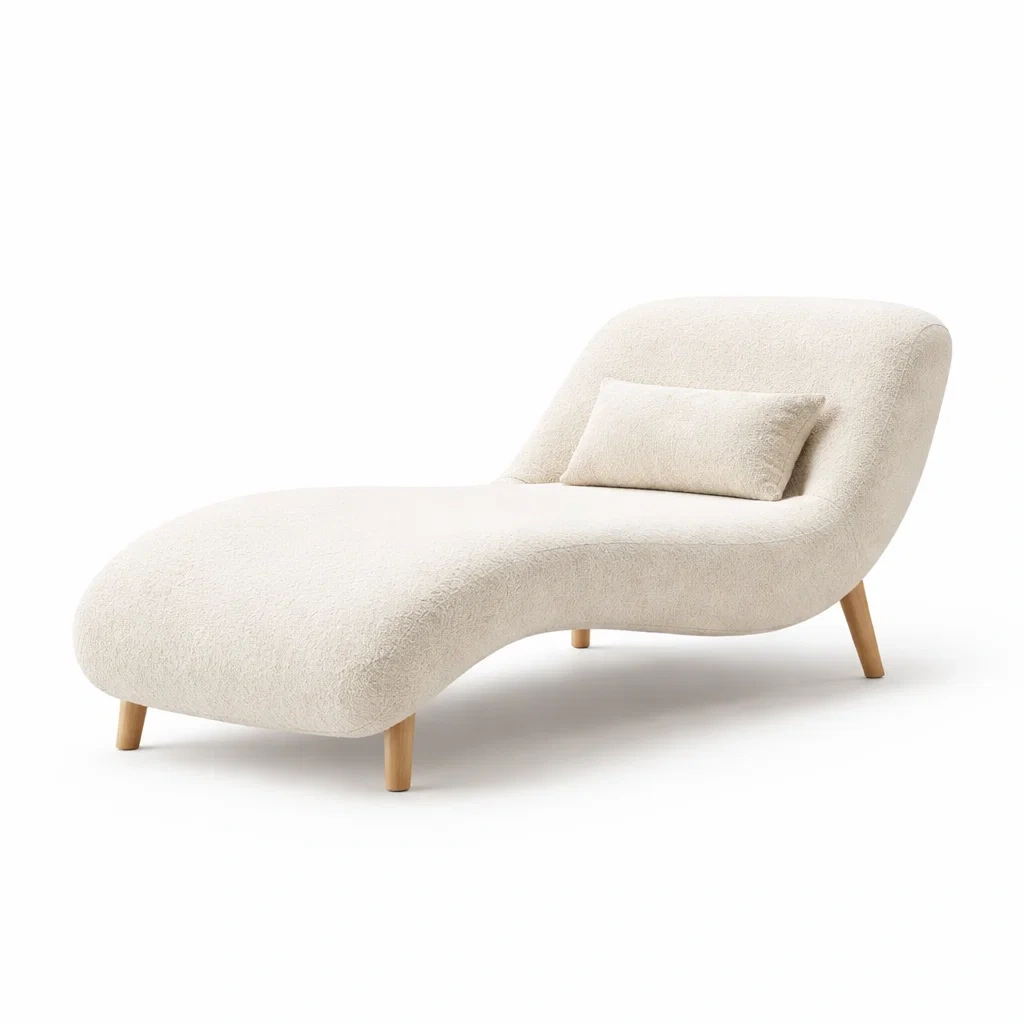 White Boucle Chaise Lounge-casagrain