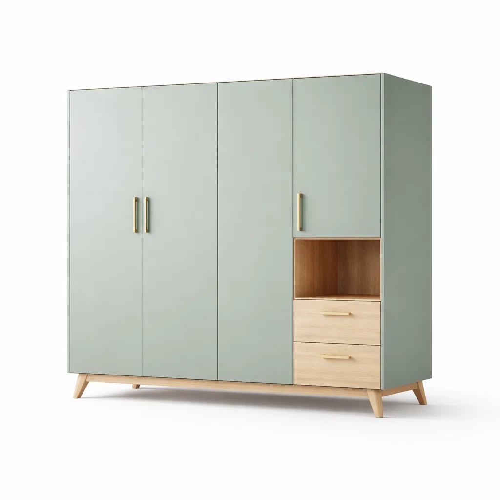 Light Green Wooden Wardrobe Cabinet-casagrain