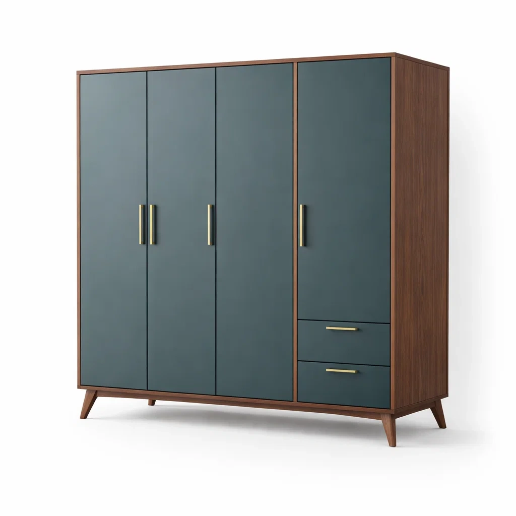 Dark Green Wooden Wardrobe Cabinet-casagrain