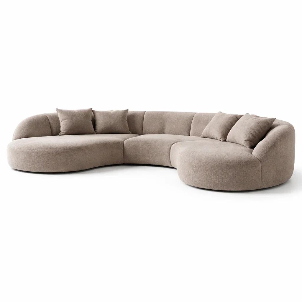 Curved Beige Modular Sofa-casagrain