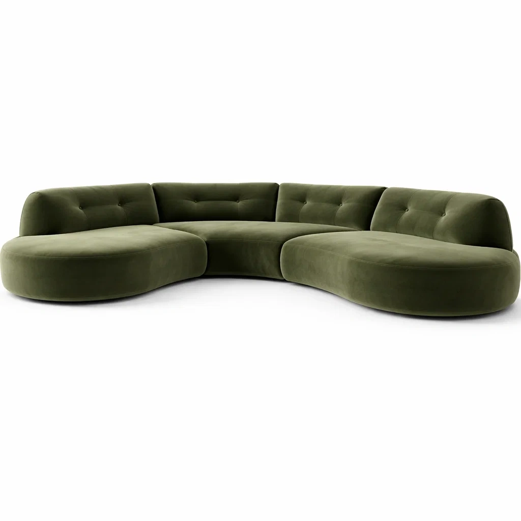 Curved Green Modular Sofa-casagrain