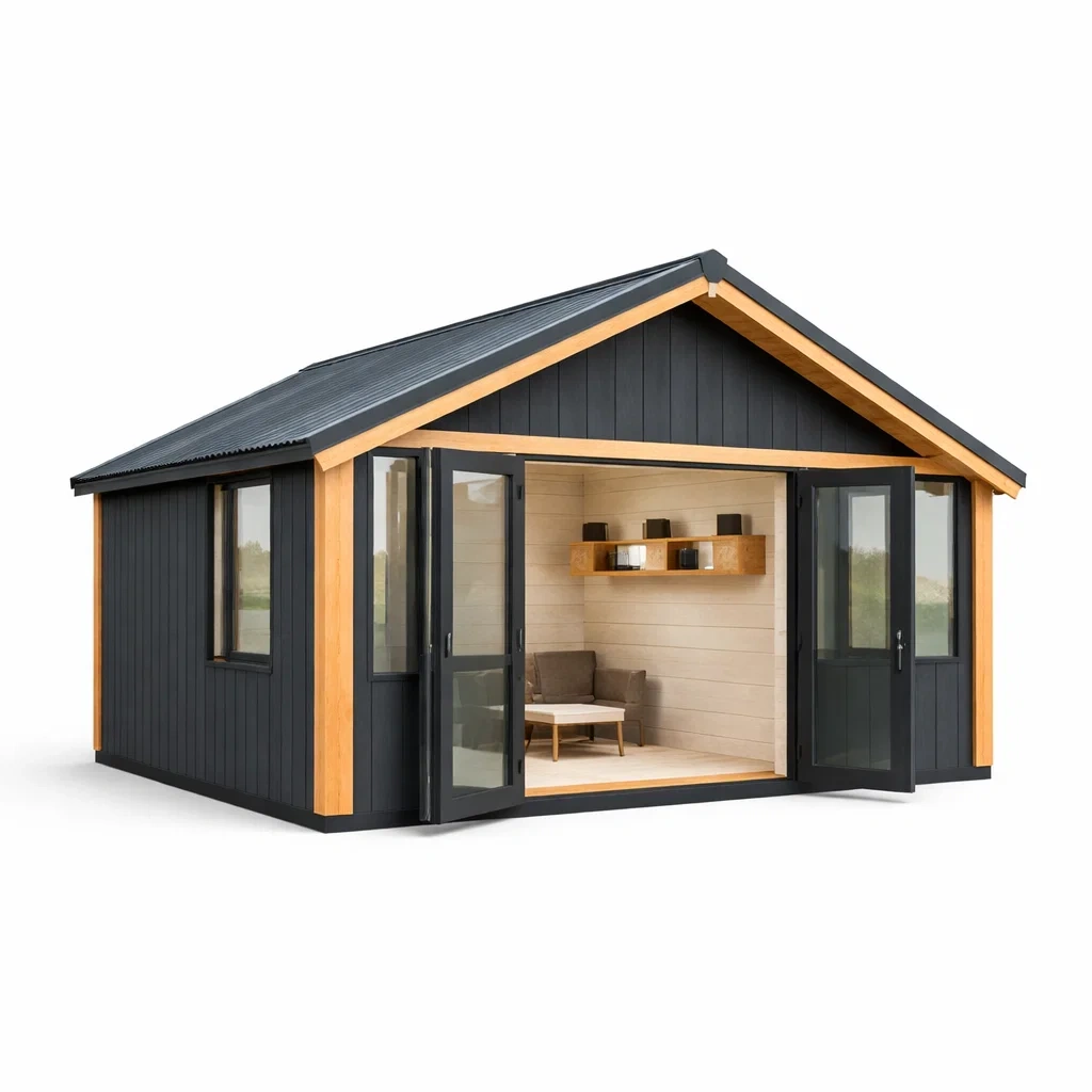 Black and Wood Garden Building-casagrain