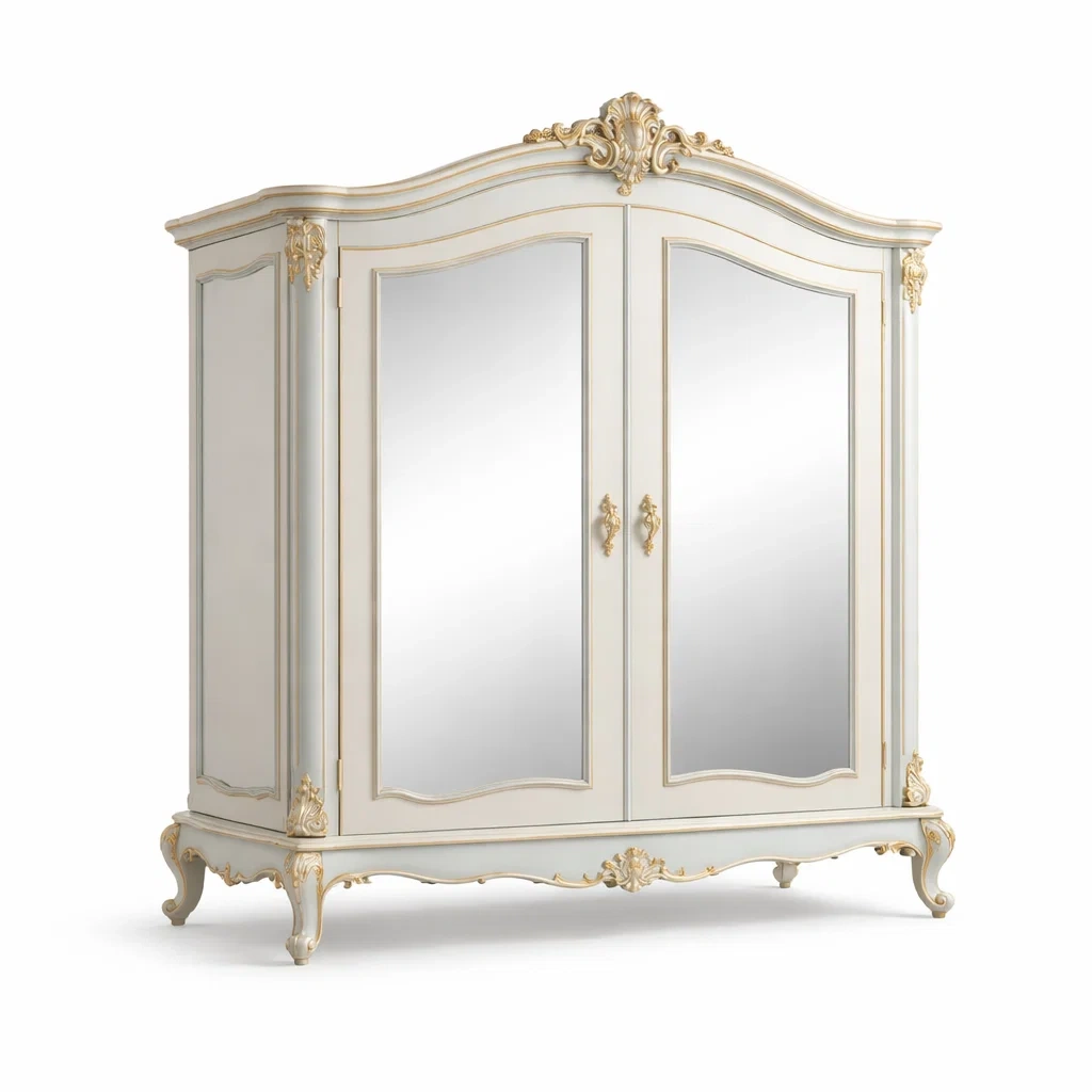 Classic Ivory Wardrobe with Mirrors-casagrain