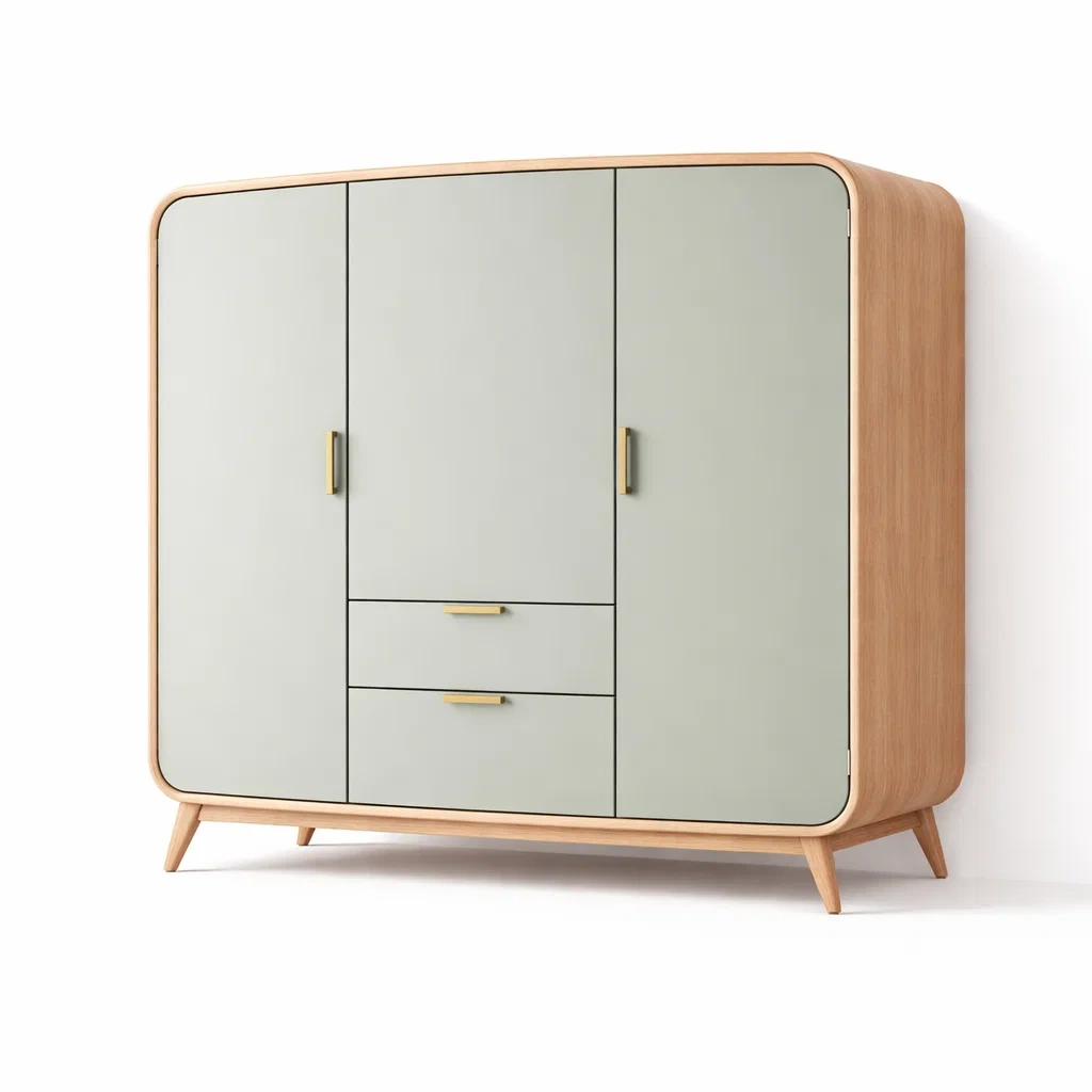 Minimalist Green and Wood Wardrobe-casagrain