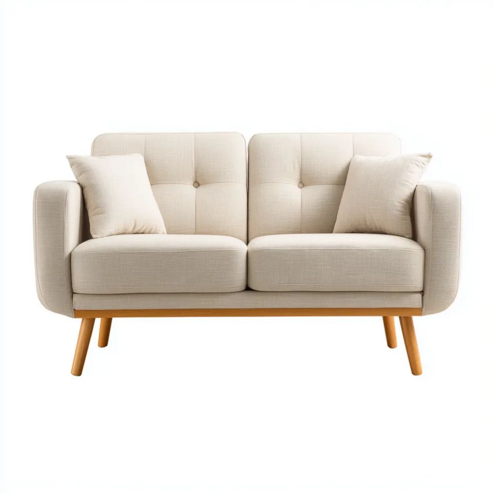 Canapé Deux Places Tissu 150x80x85 cm – Beige – Design Scandinave