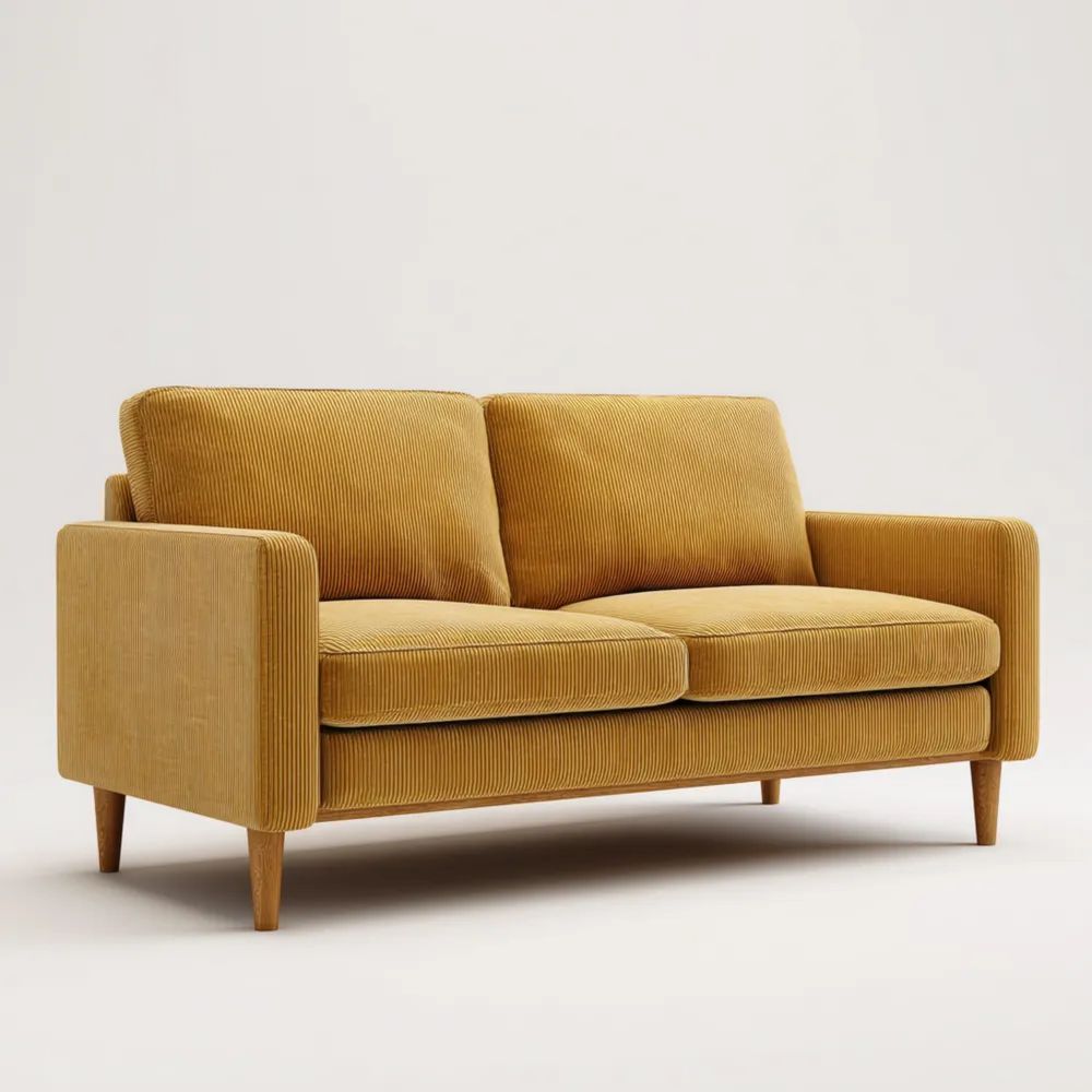 Canapé deux places en velours côtelé 150x85x75 cm - Jaune Moutarde