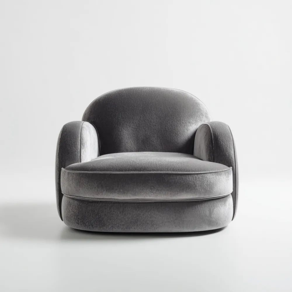 Fauteuil Velours 95x85x80 cm - Gris Foncé - Design Moderne