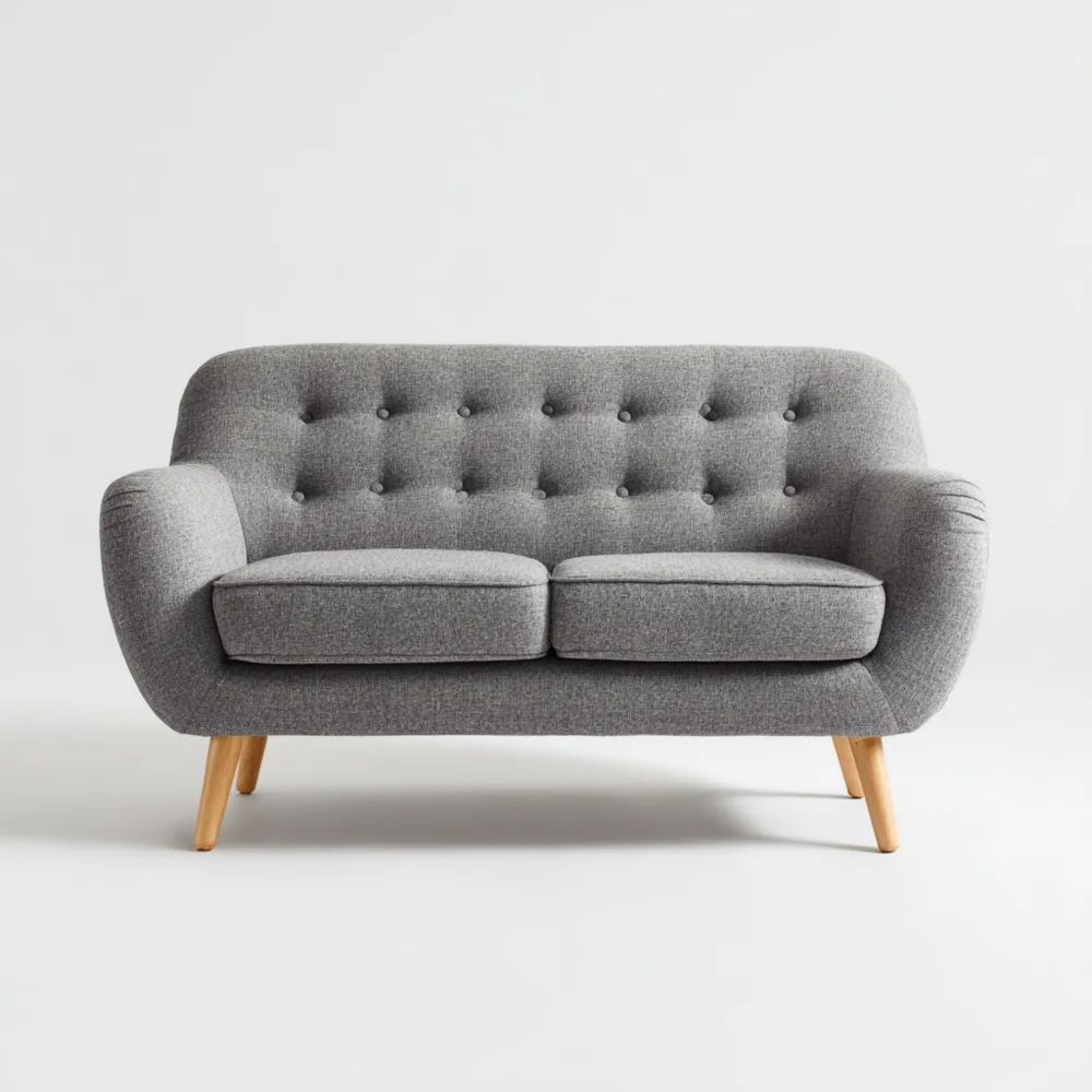 Canapé 2 places Tissu 150x80x85 cm – Gris – Design Moderne