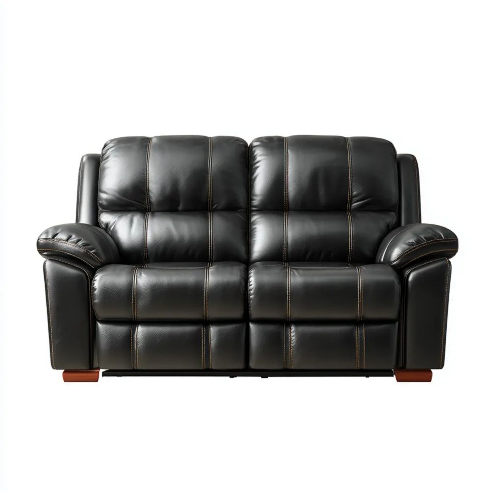 Canapé deux places en cuir 140x90x85 cm - Noir - Design contemporain