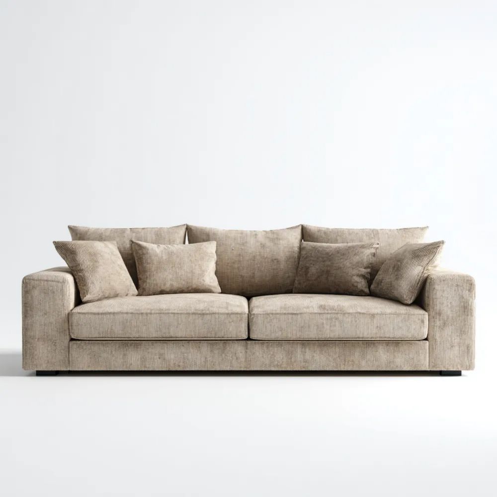 Canapé deux places Tissu 200x90x85 cm – Beige – Design Contemporain