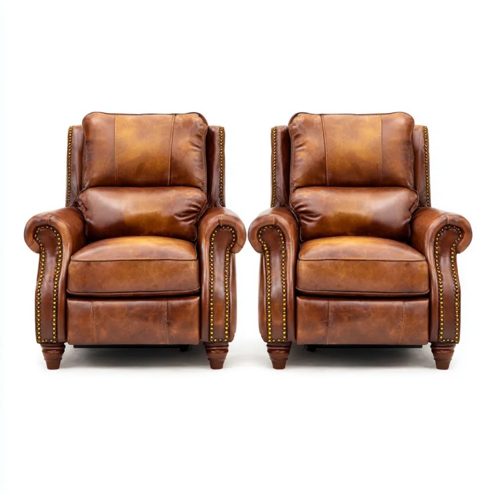 Fauteuil inclinable Cuir 90x75x100 cm - Marron - Classique