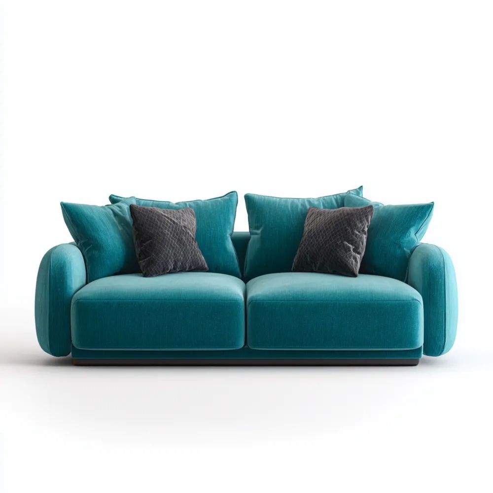 Canapé deux places 160x90x85 cm Tissu Bleu Canard Design Moderne