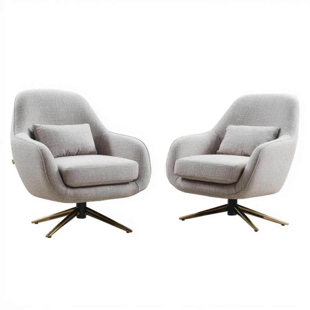 Fauteuil pivotant en tissu 78x80x70 cm - Gris Clair - Design Moderne