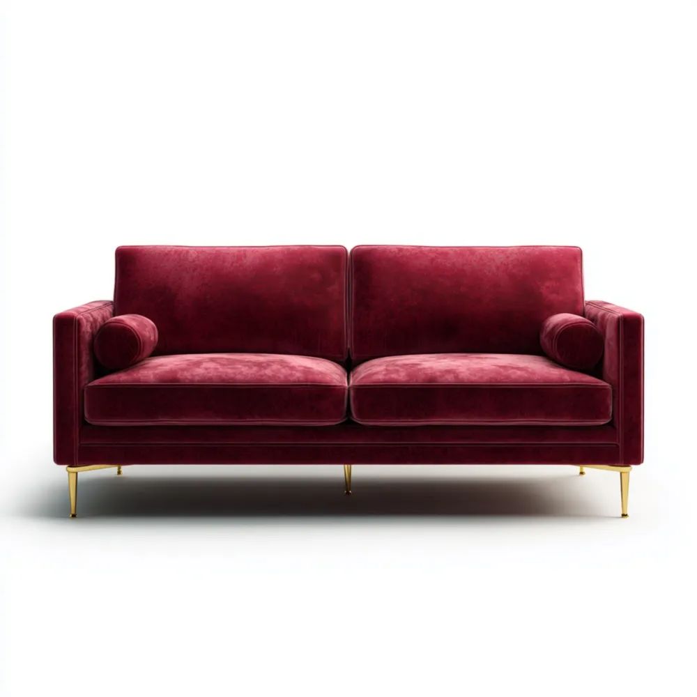 Canapé deux places Velours 140x80x85 cm – Rouge – Design Classique
